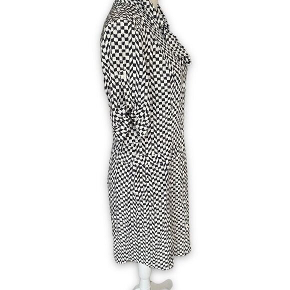 Club Monaco |Louise Dark Grey Printed Shirt Dress 100% Silk Size 6 Retail $179 - Picture 6 of 7
